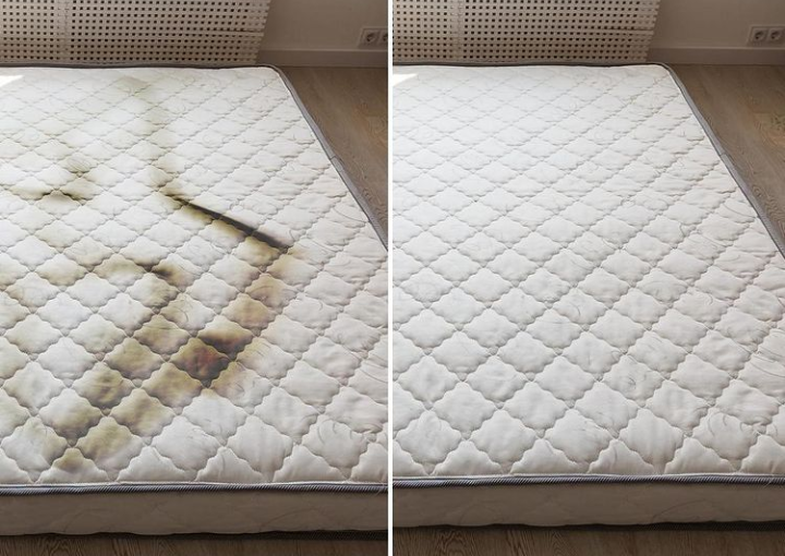 voor & na afbeelding matras reinigen